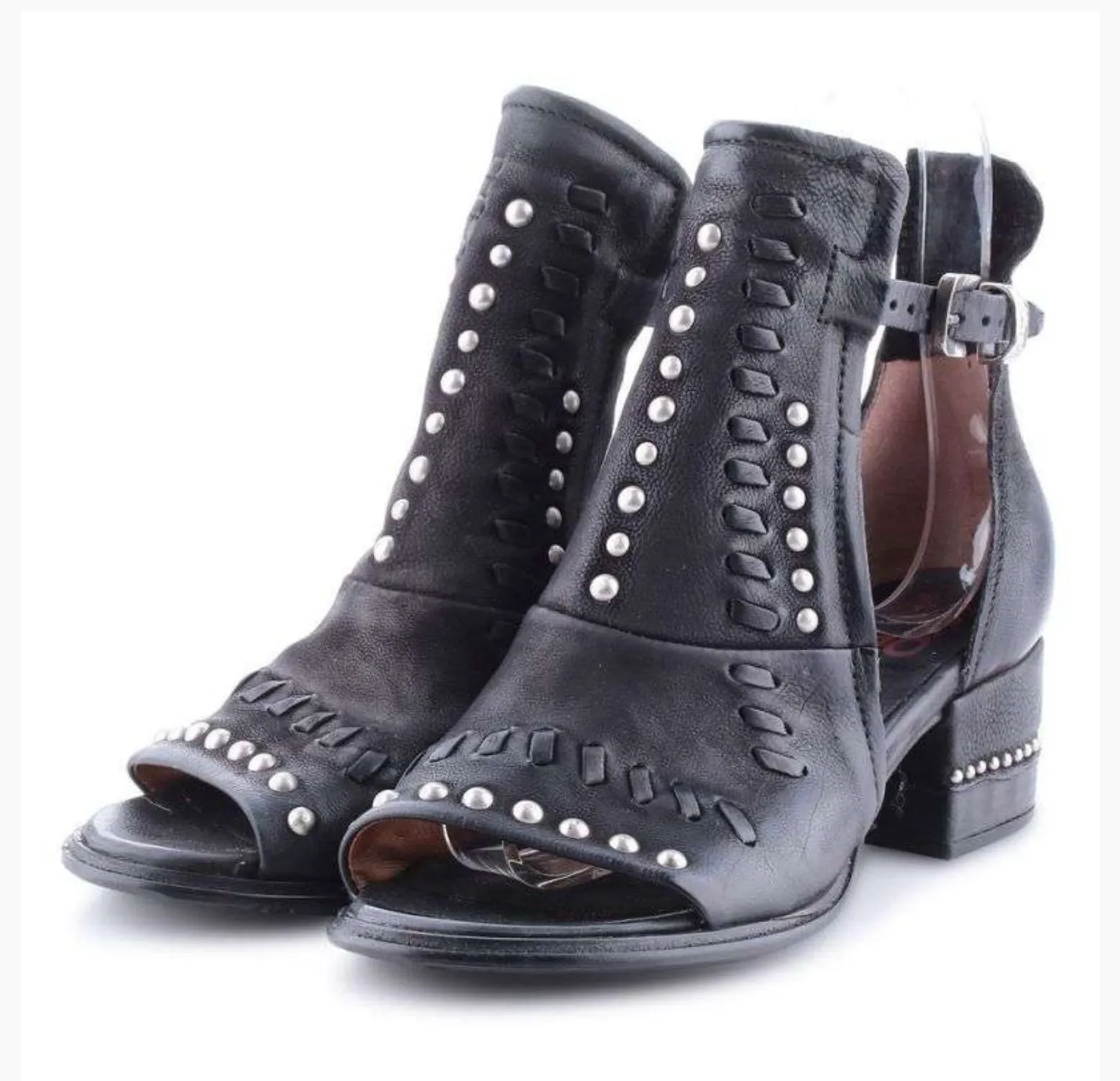 AS98 "672013" Black Leather sandal with stud detail