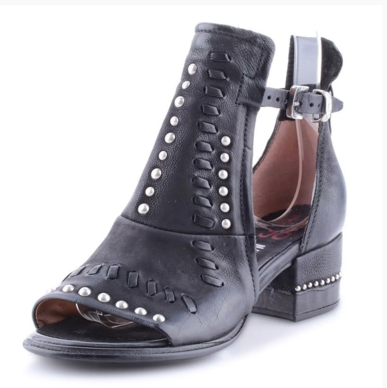 AS98 "672013" Black Leather sandal with stud detail