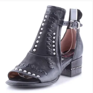 AS98 "672013" Black Leather sandal with stud detail