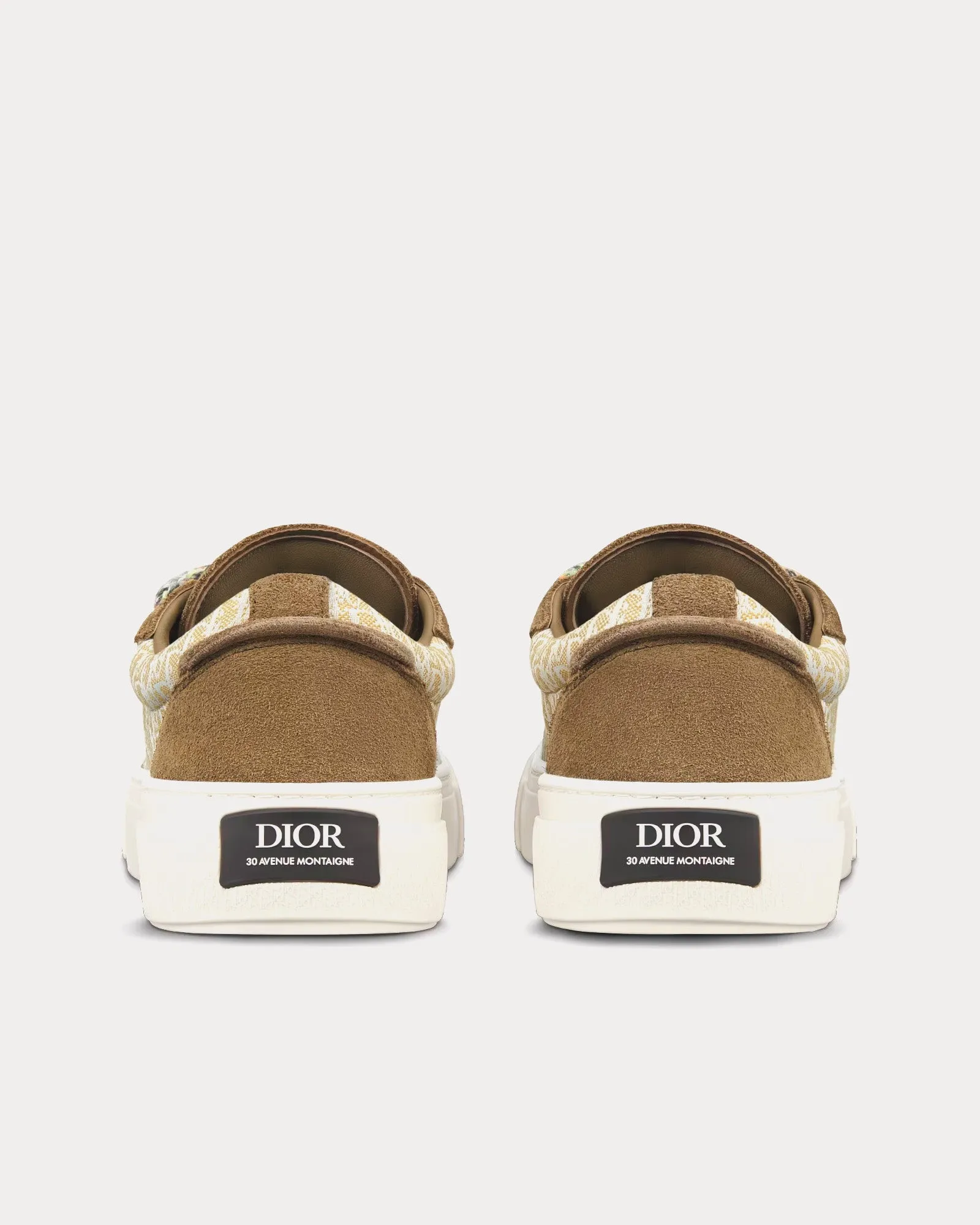 B33 Khaki and Cream Dior Oblique Jacquard and Khaki Suede Low Top Sneakers