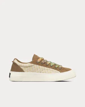 B33 Khaki and Cream Dior Oblique Jacquard and Khaki Suede Low Top Sneakers