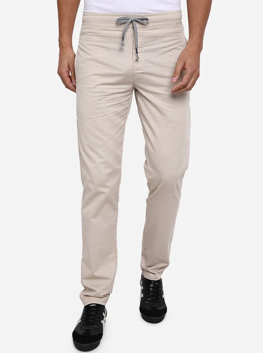 Beige Solid Regular Fit Track Pant | JadeBlue