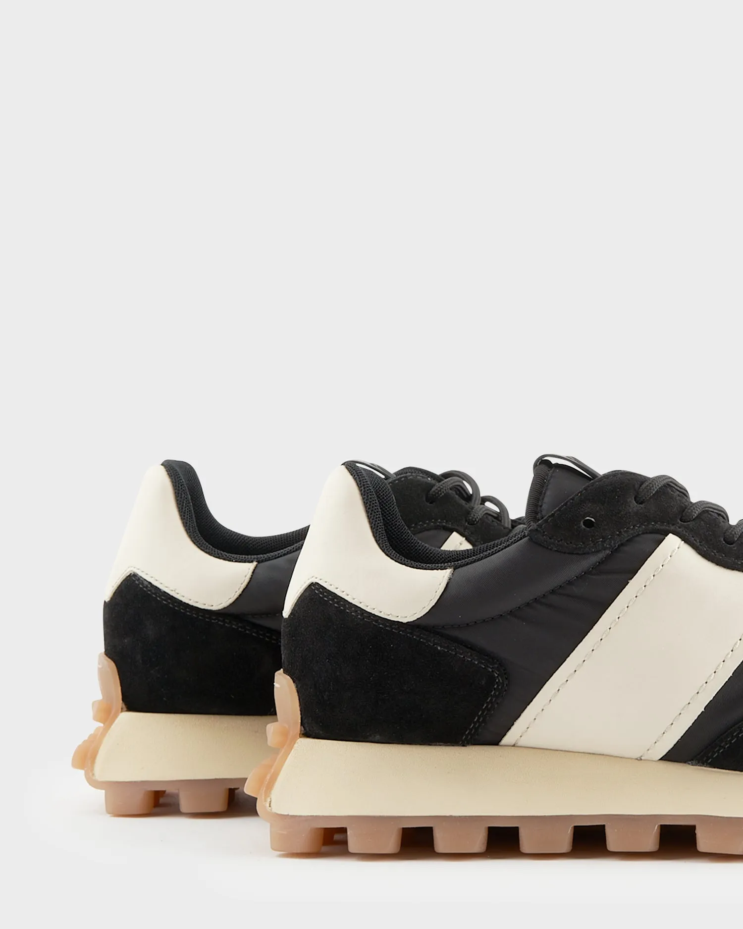 Black And Beige Suede And Fabric 1T Sneakers