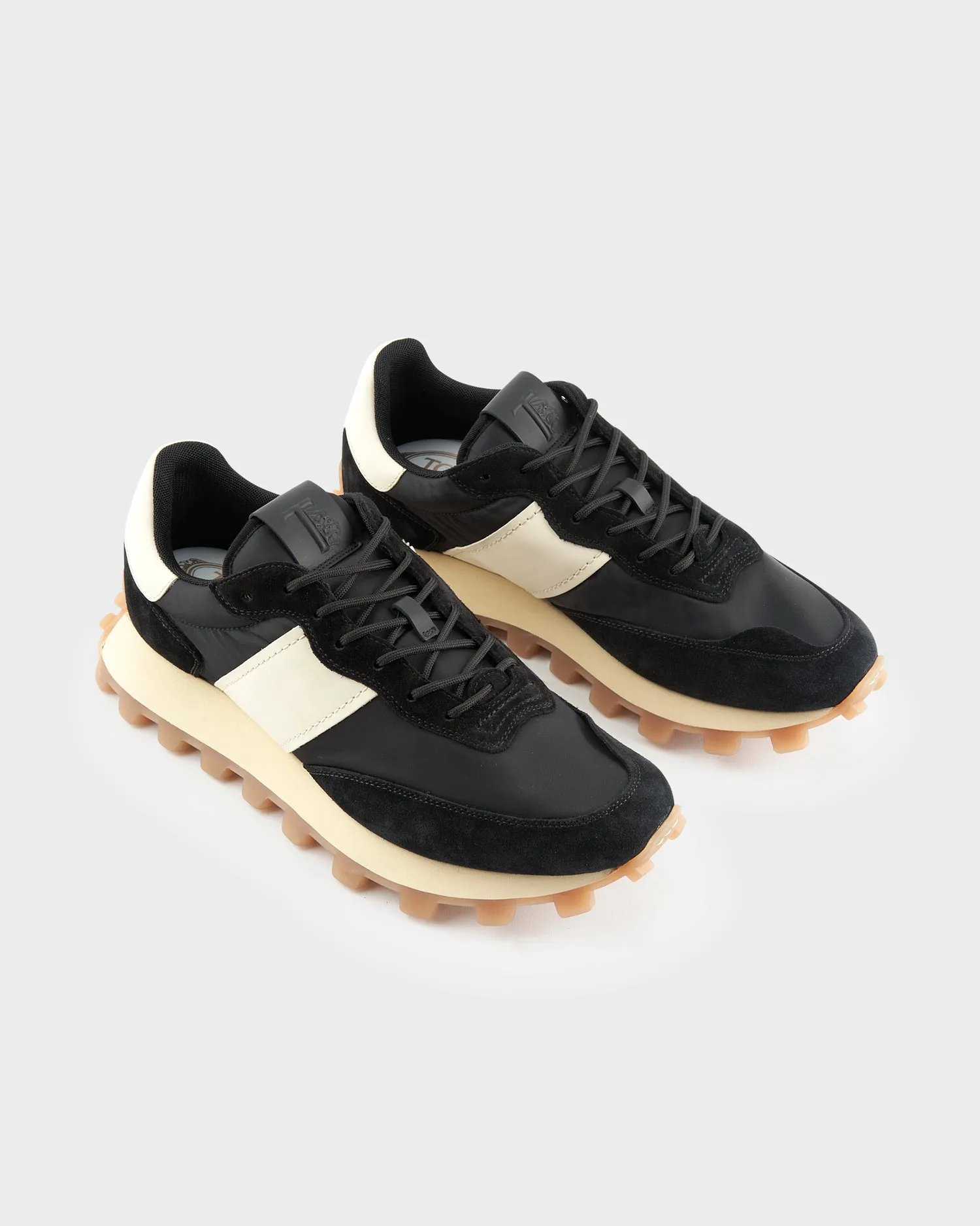 Black And Beige Suede And Fabric 1T Sneakers