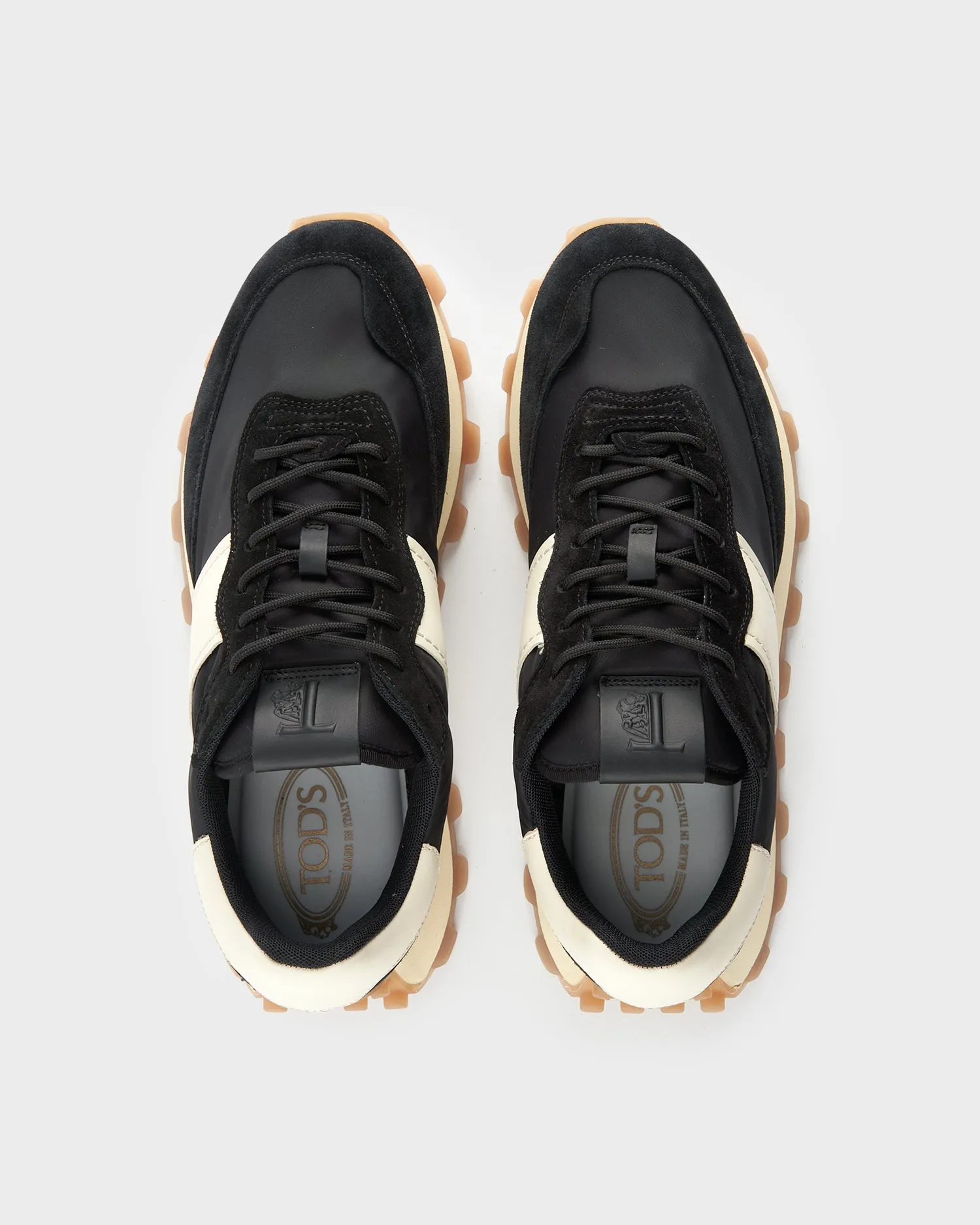 Black And Beige Suede And Fabric 1T Sneakers