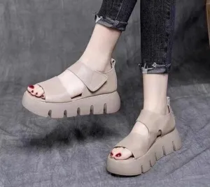 Block Heel Peep Toe Wedge Sandals