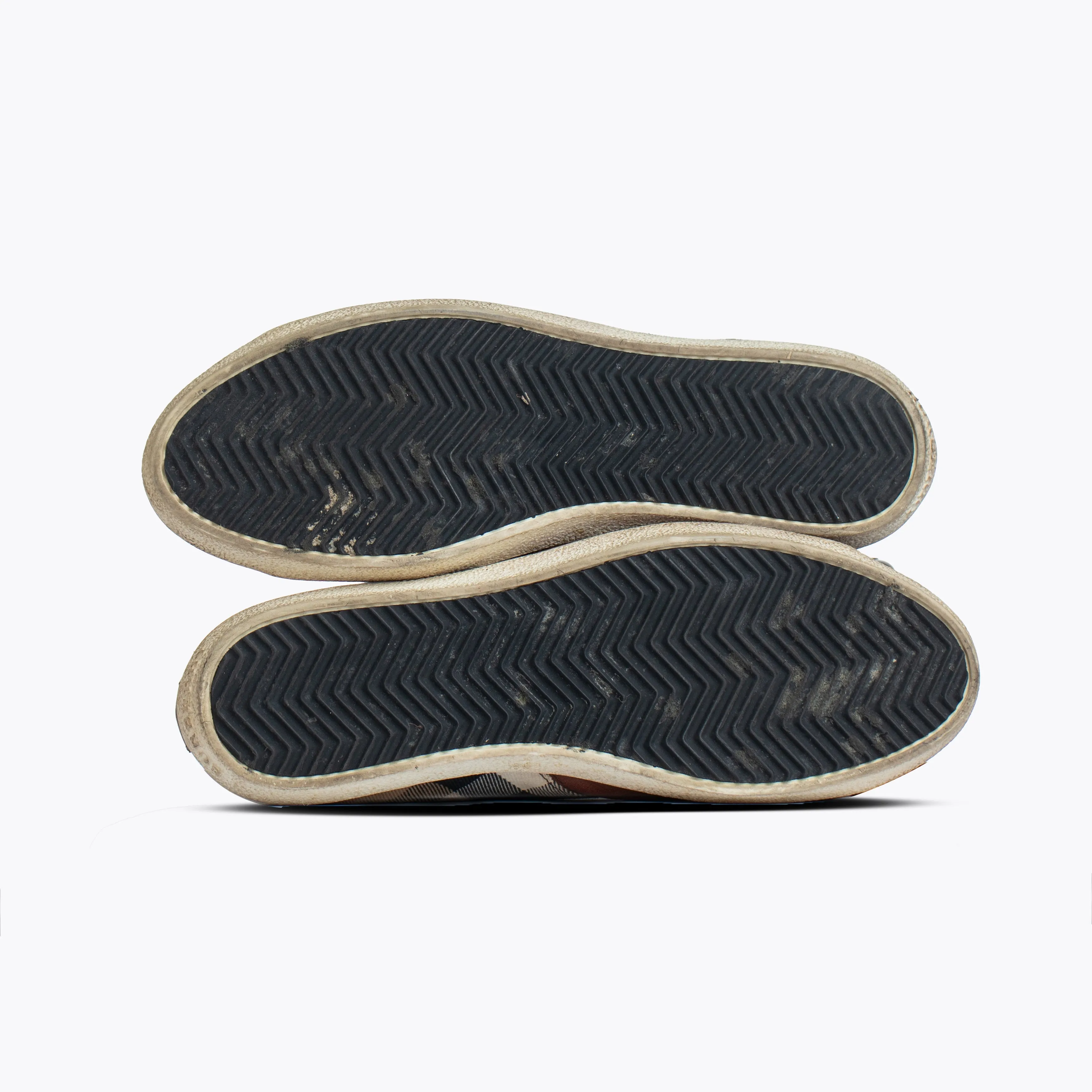 Burberry Brown Leather And Nova Check Canvas Low Top