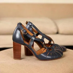Chicvane Buckle Closure Chunky heel Sandal Shoes