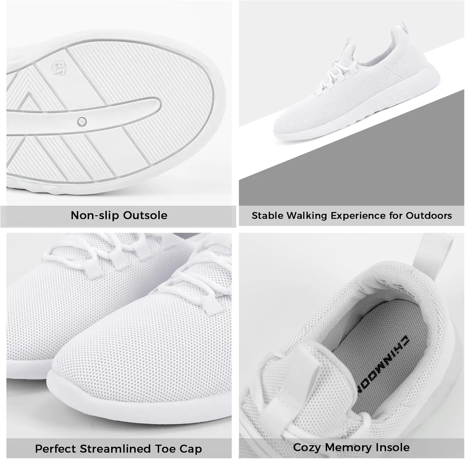 CHINMOON Women's Slip On Walking Shoes Lightweight Non Slip Running Gym Shoes Breathable Fashion Sneakers