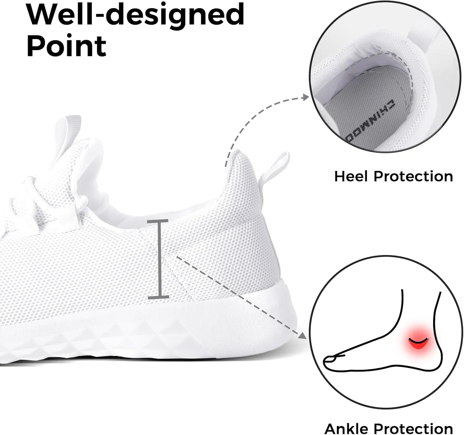 CHINMOON Women's Slip On Walking Shoes Lightweight Non Slip Running Gym Shoes Breathable Fashion Sneakers