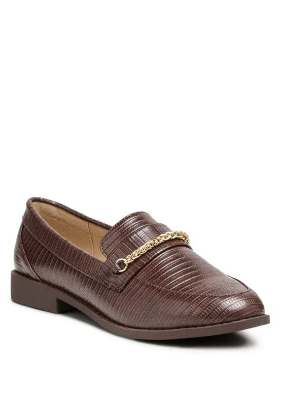 Debonair Croc Chain Flat Loafers