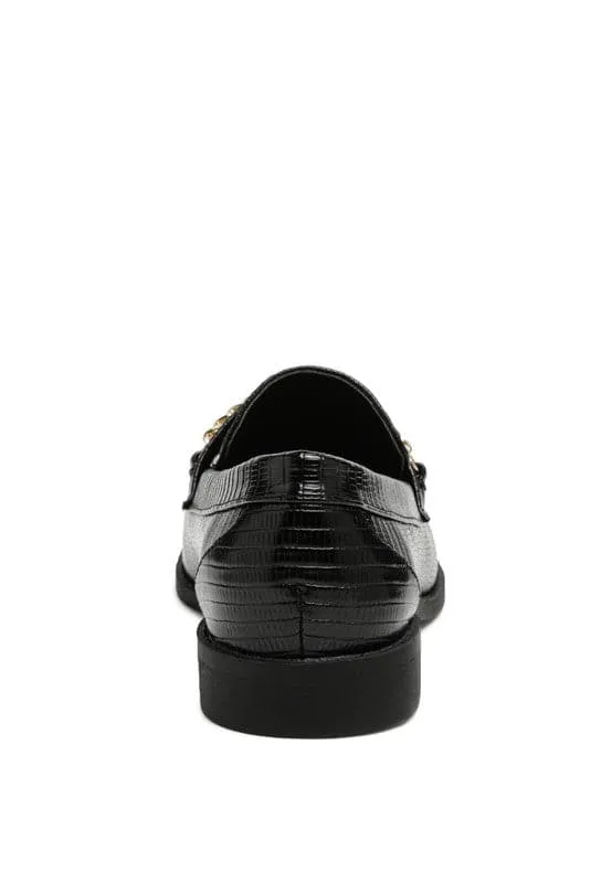 Debonair Croc Chain Flat Loafers