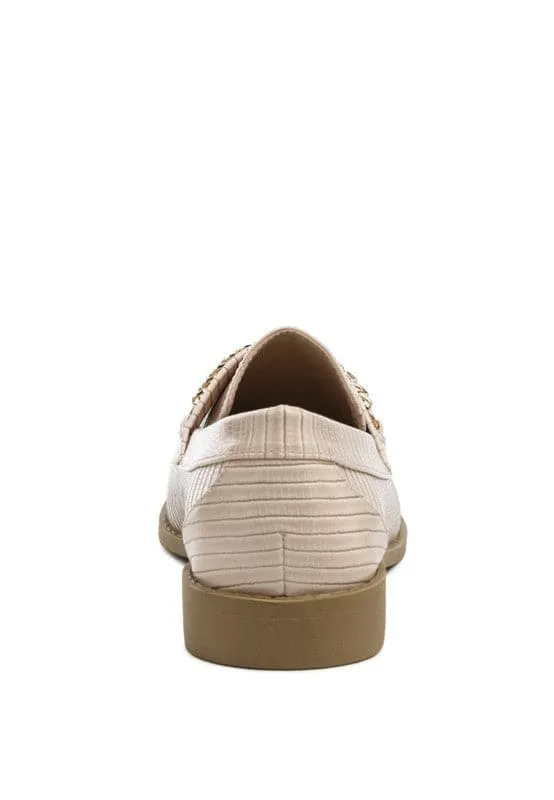 Debonair Croc Chain Flat Loafers