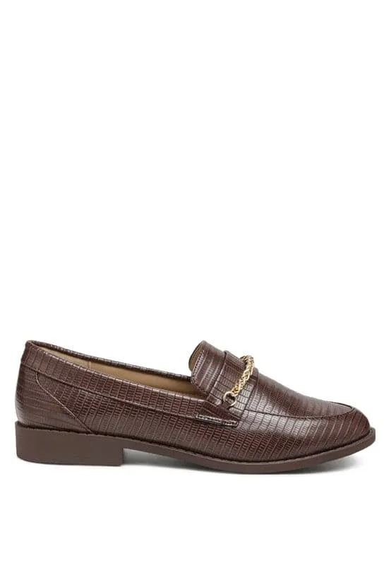 Debonair Croc Chain Flat Loafers