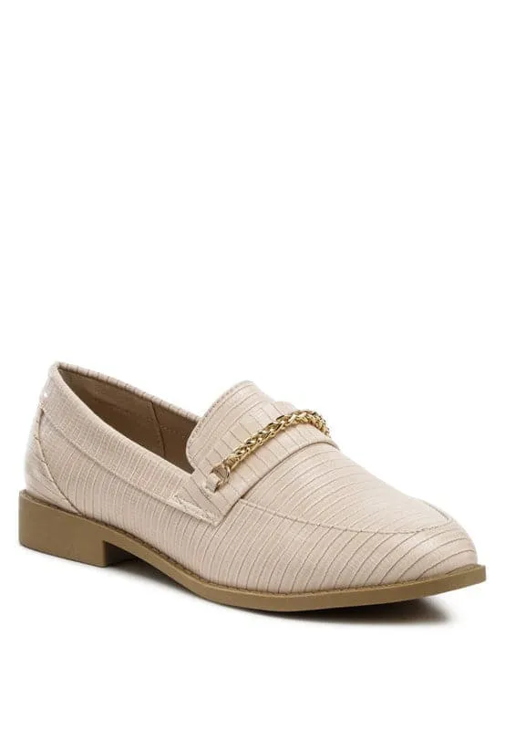 Debonair Croc Chain Flat Loafers