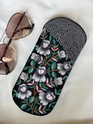 Embroidered fabric based foam lined spectacles case