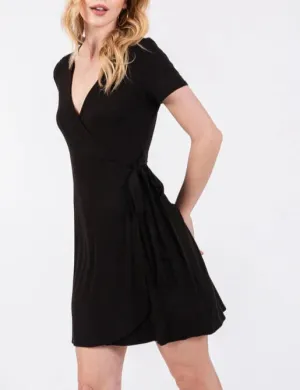 Emiliee Short Sleeve Wrap Mini Dress (Assorted)
