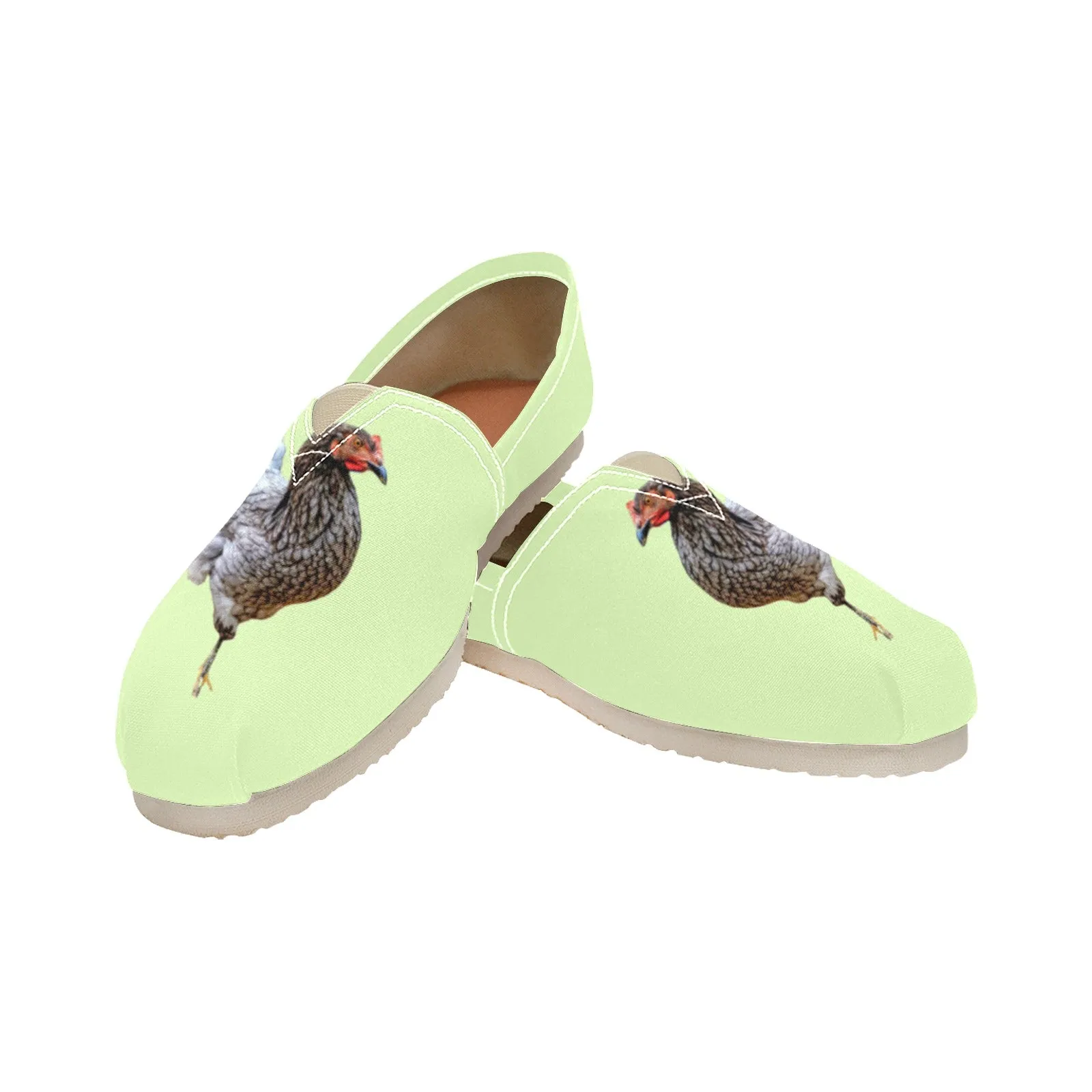 Espadrilles Canvas Chickens Celadon Women's Canvas Slip-On Shoes(Model1206)