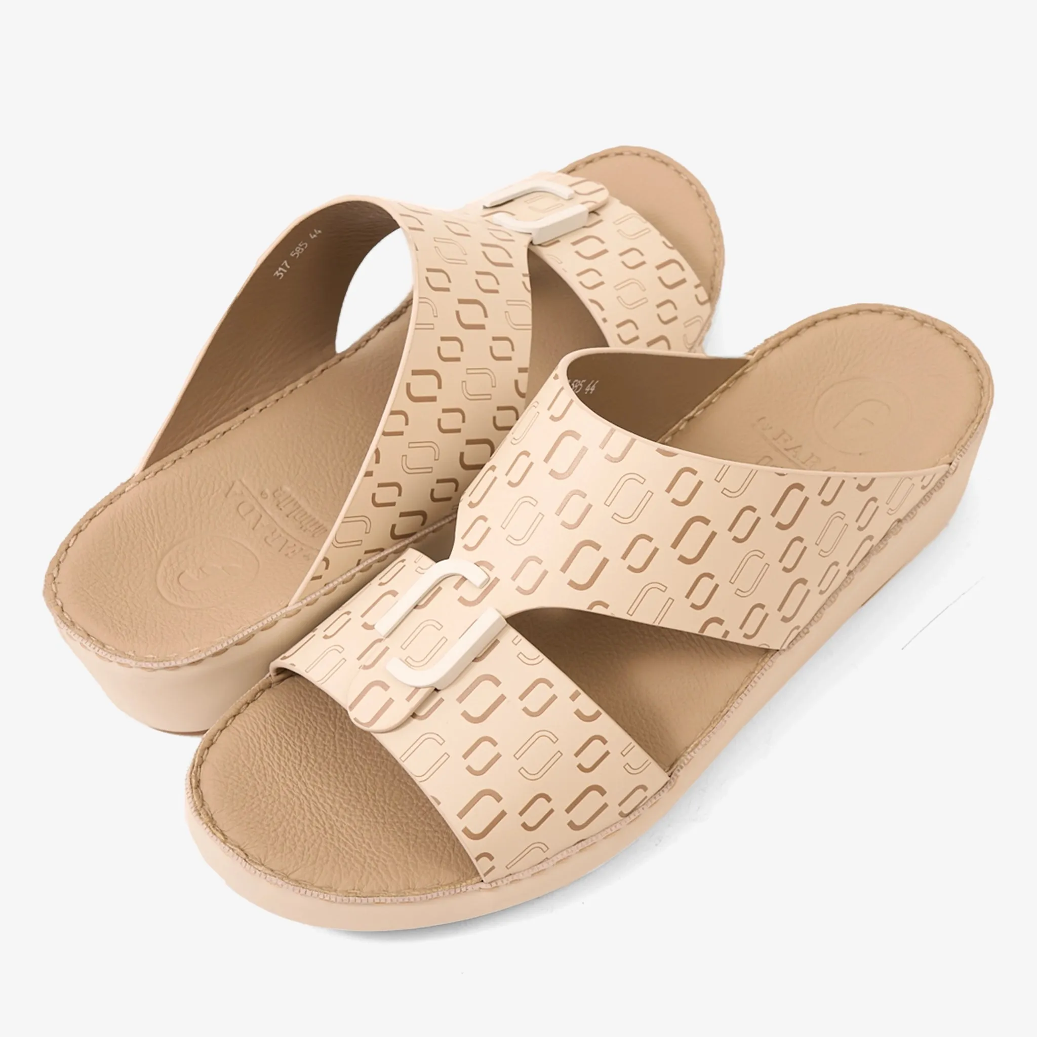 FARADA MODERN CLOUD EMBOSSED LEATHER SANDALS LIGHT BEIGE