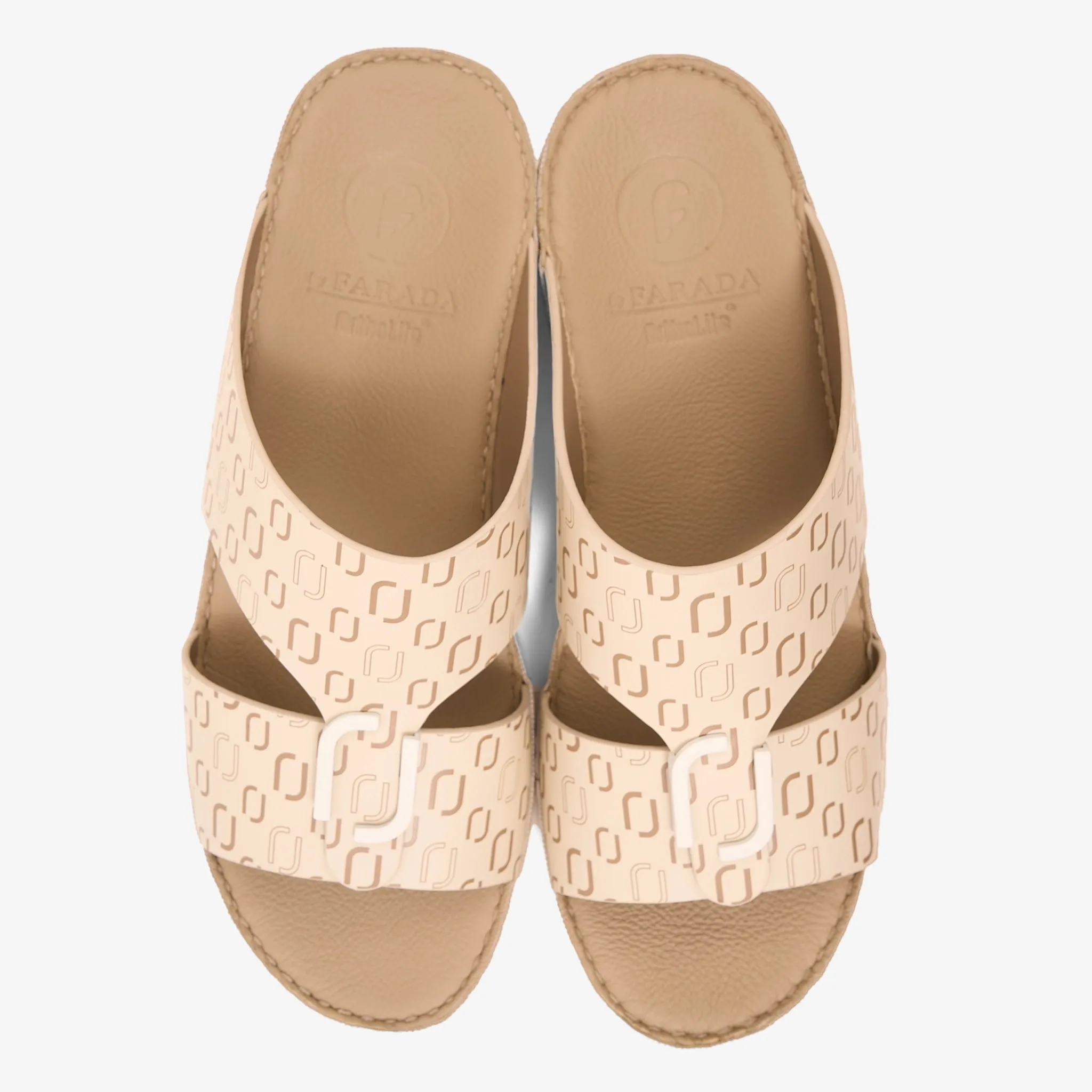 FARADA MODERN CLOUD EMBOSSED LEATHER SANDALS LIGHT BEIGE
