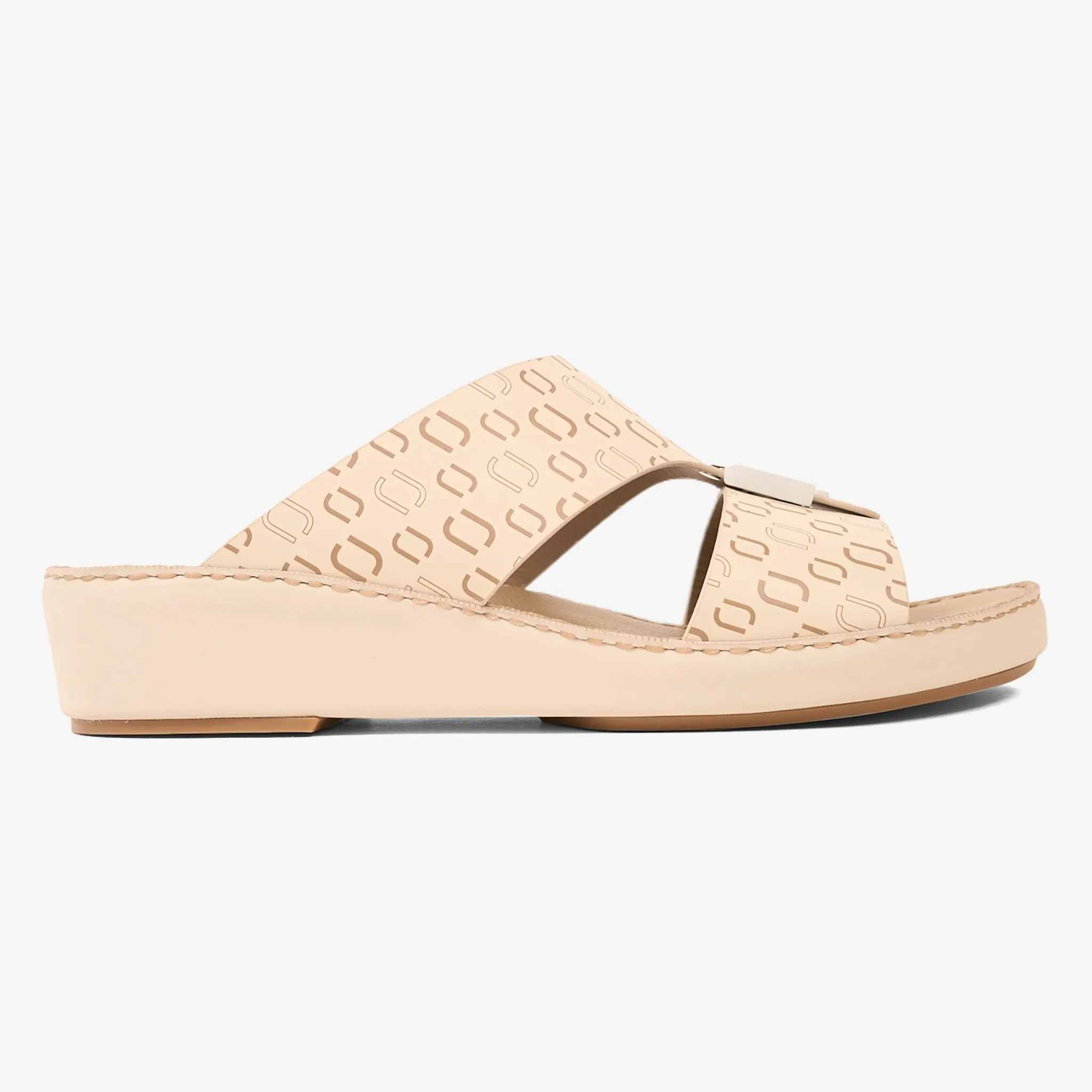 FARADA MODERN CLOUD EMBOSSED LEATHER SANDALS LIGHT BEIGE