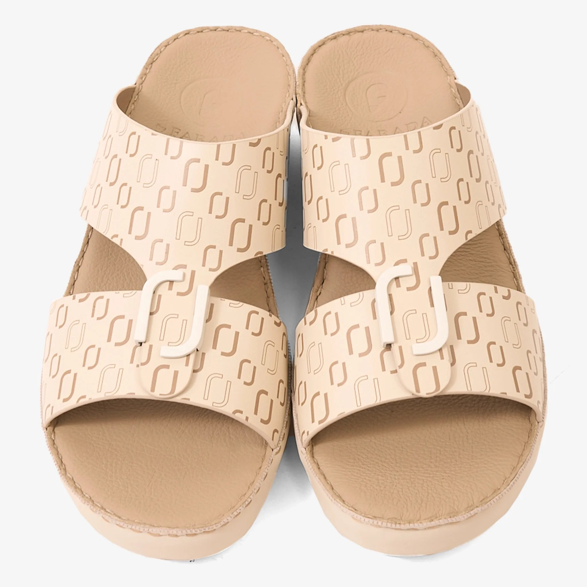 FARADA MODERN CLOUD EMBOSSED LEATHER SANDALS LIGHT BEIGE