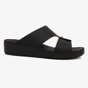 FARADA TIMELESS LEATHER WITH 3D BUCKLE SANDALS BLACK