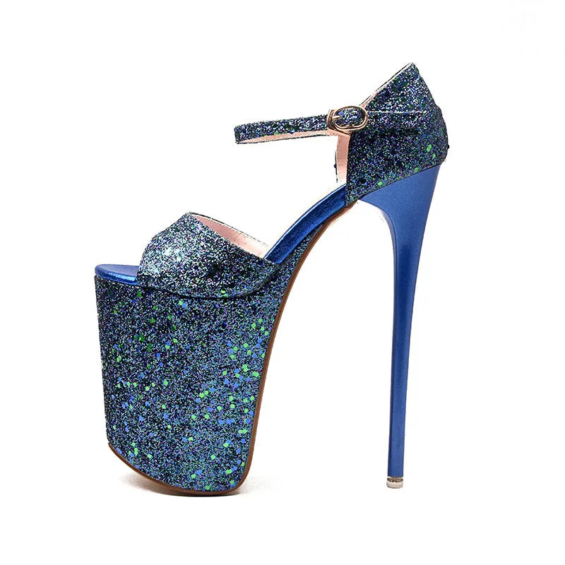Heel Peep-toe Summer Ankle Strap PU Stiletto Sandals