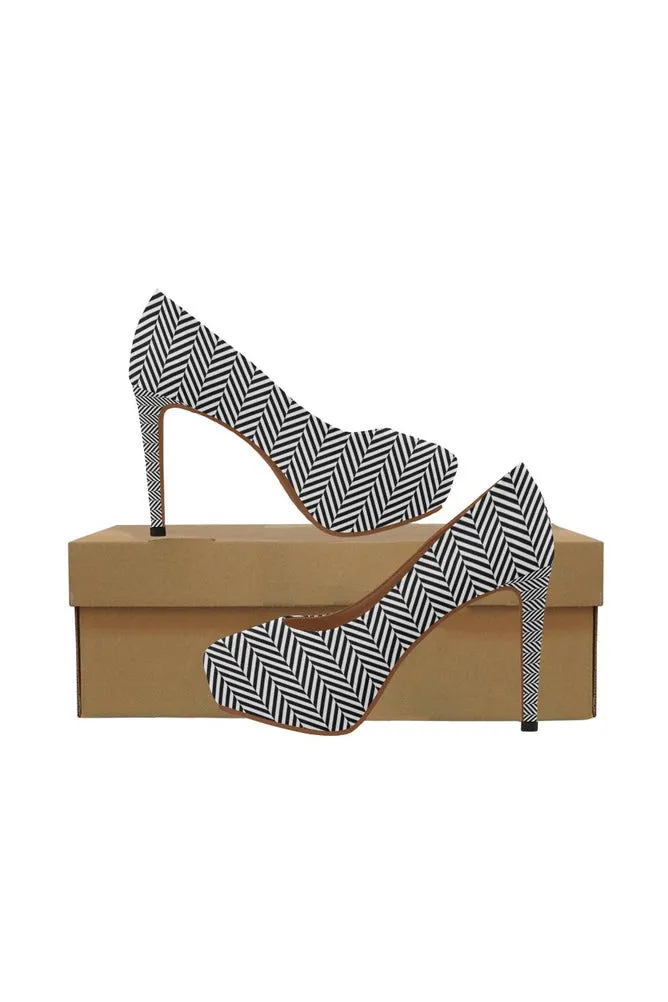 Herring Bone Print Women's High Heels (Model 044)