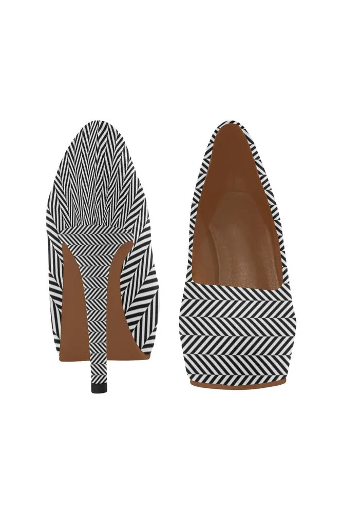 Herring Bone Print Women's High Heels (Model 044)