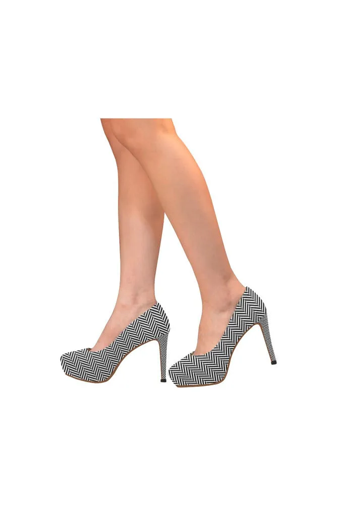 Herring Bone Print Women's High Heels (Model 044)