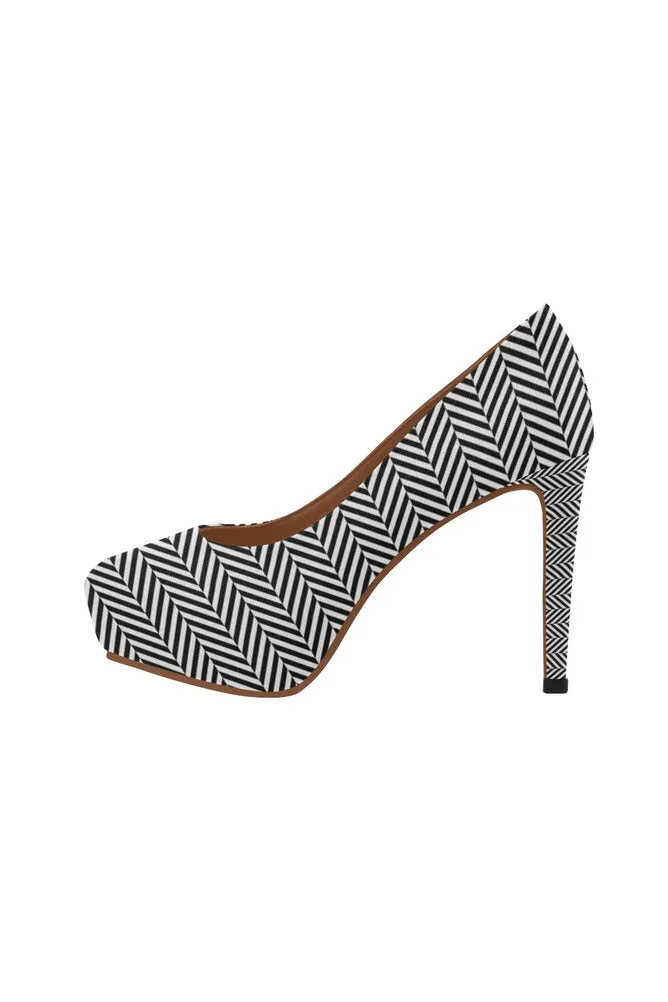 Herring Bone Print Women's High Heels (Model 044)