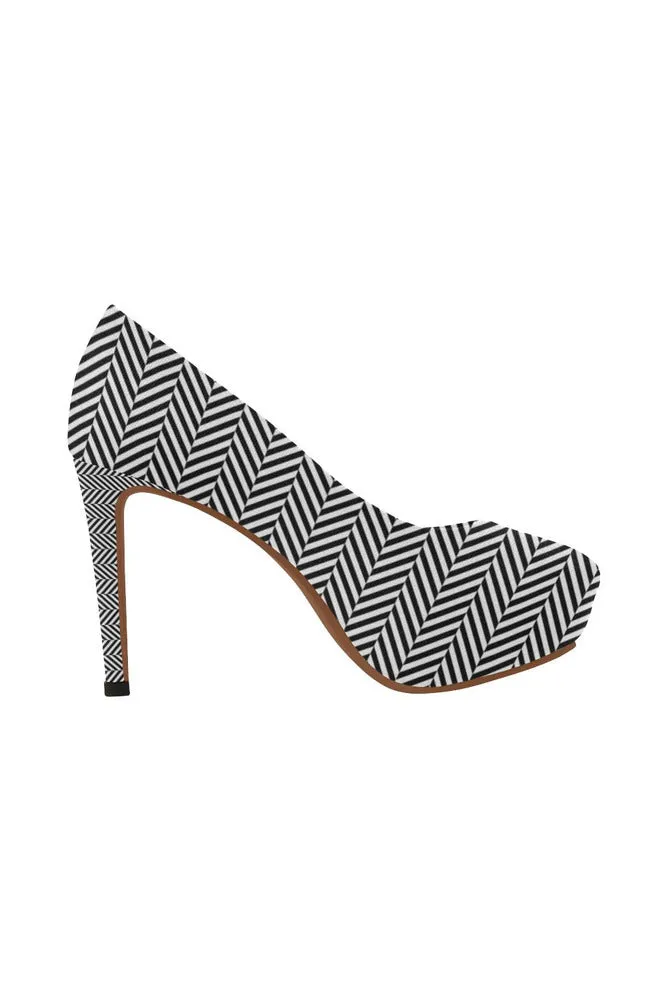 Herring Bone Print Women's High Heels (Model 044)