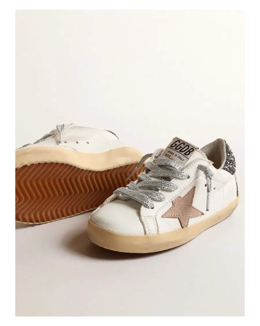 Kids Super Star Glitter Heel Sneakers