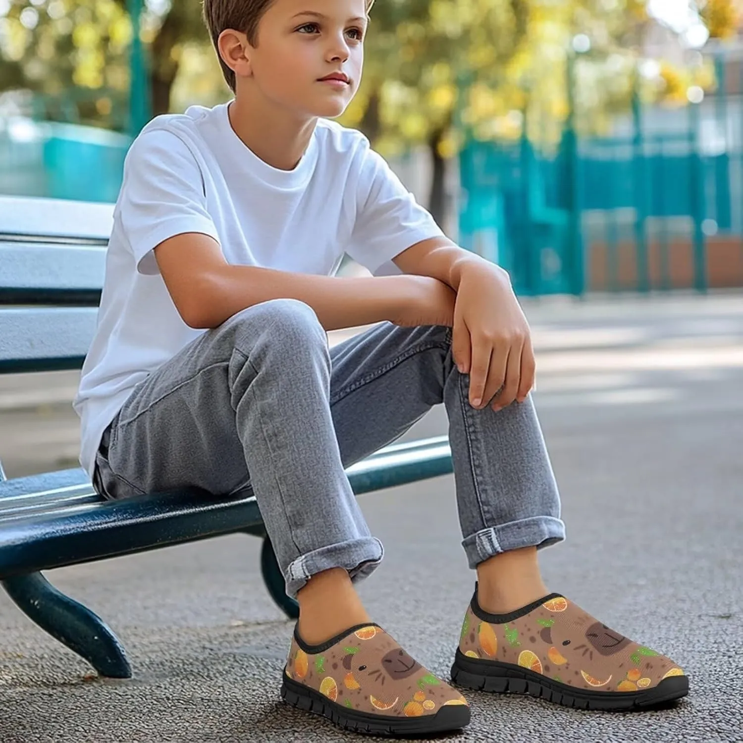 Litter Kids Slip-On Walking Sneakers Cozy Tennis Running Shoes Casual Breathable Sneaker Travel Exercise Lightweight Shoes Non-Slip Workout Shoes US Size 11-15