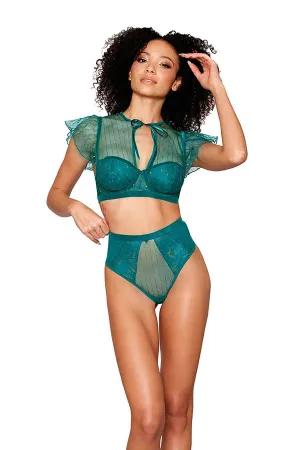Lurex Mesh Underwire Bra and High-waisted Thong