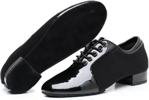 Men's Latin Dance Shoes Modern Dance Shoes 2.5cm Heels Male Oxford Fabric Latin Shoes Breathable Soft Social Ballroom Dance Footwear