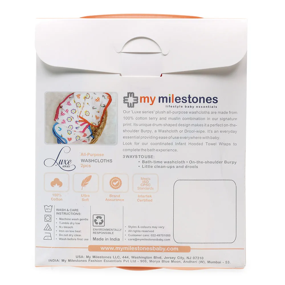 My Milestones Luxe all-purpose Washcloths 2pc Set - Carnival Pink
