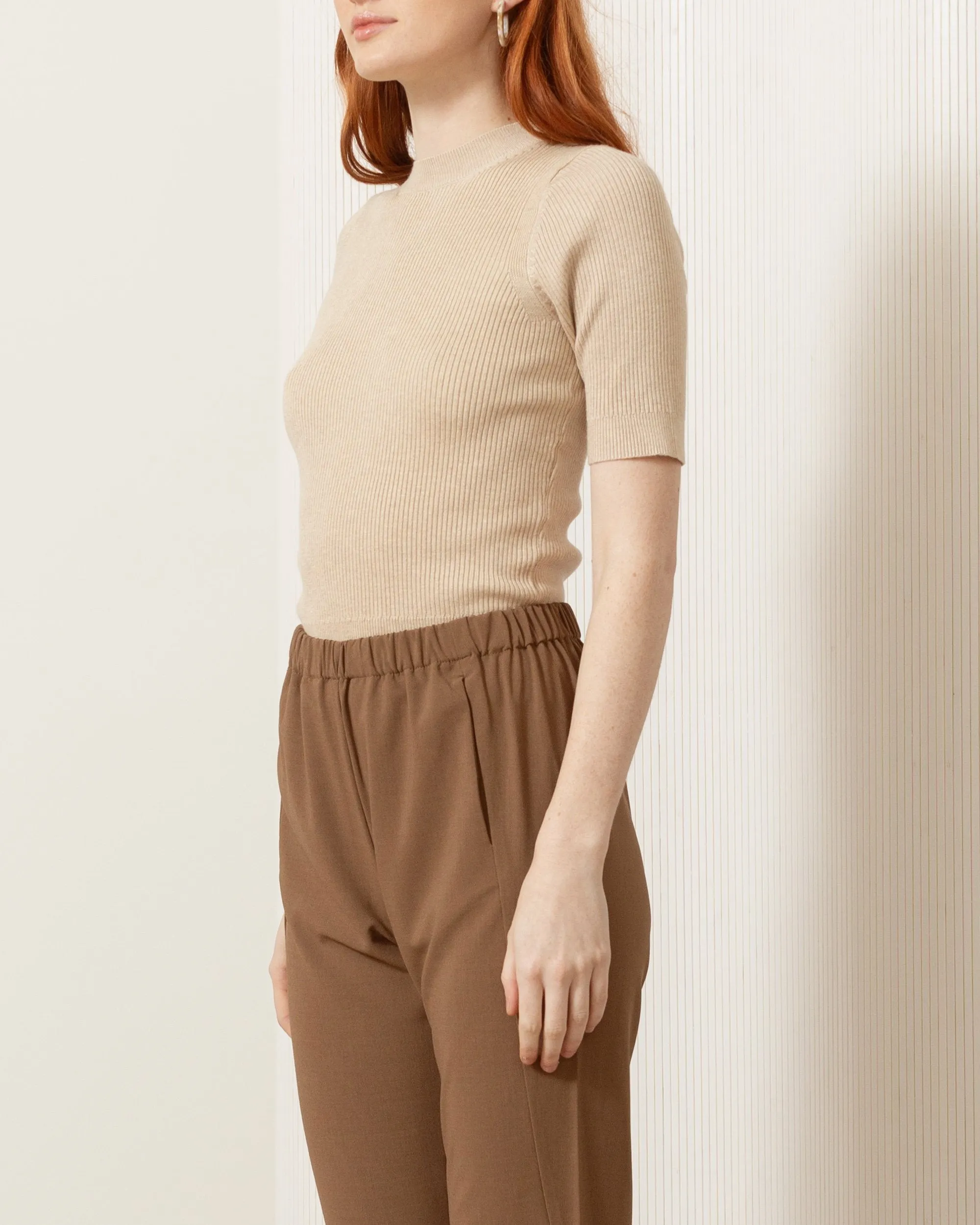 Nadia Mock-Neck Short-Sleeve Sweater