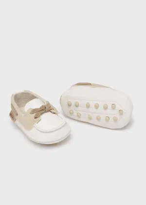 Newborn Boy Ivory Pre-Walker Moccasins Newborn Boy Ivory Pre-Walker Moccasins