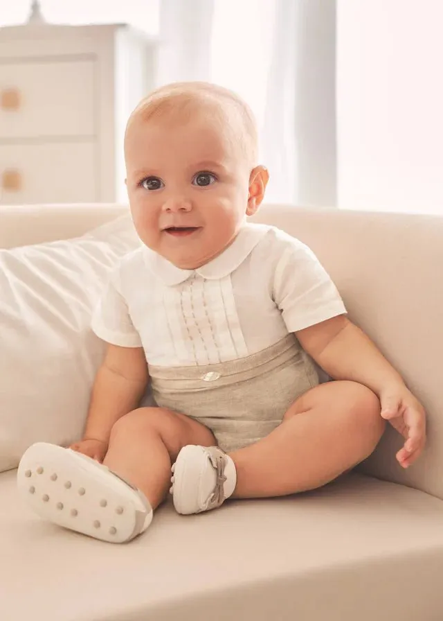 Newborn Boy Ivory Pre-Walker Moccasins