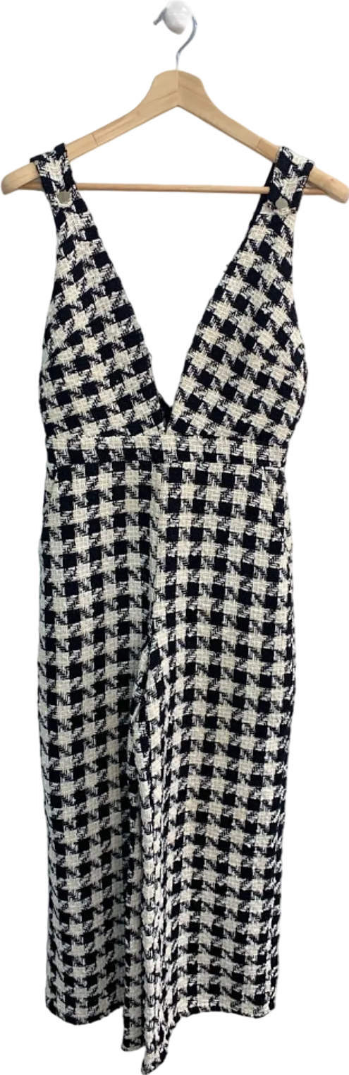 Oasis Black & White Houndstooth Dress UK 10