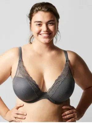 Passionata Brooklyn Lace Foam Lined Plunge Gris Intense Underwire Bra