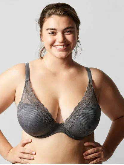 Passionata Brooklyn Lace Foam Lined Plunge Gris Intense Underwire Bra