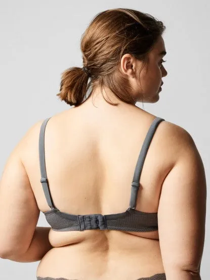Passionata Brooklyn Lace Foam Lined Plunge Gris Intense Underwire Bra