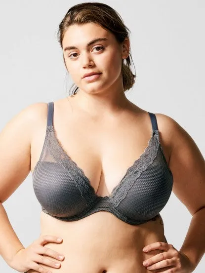 Passionata Brooklyn Lace Foam Lined Plunge Gris Intense Underwire Bra