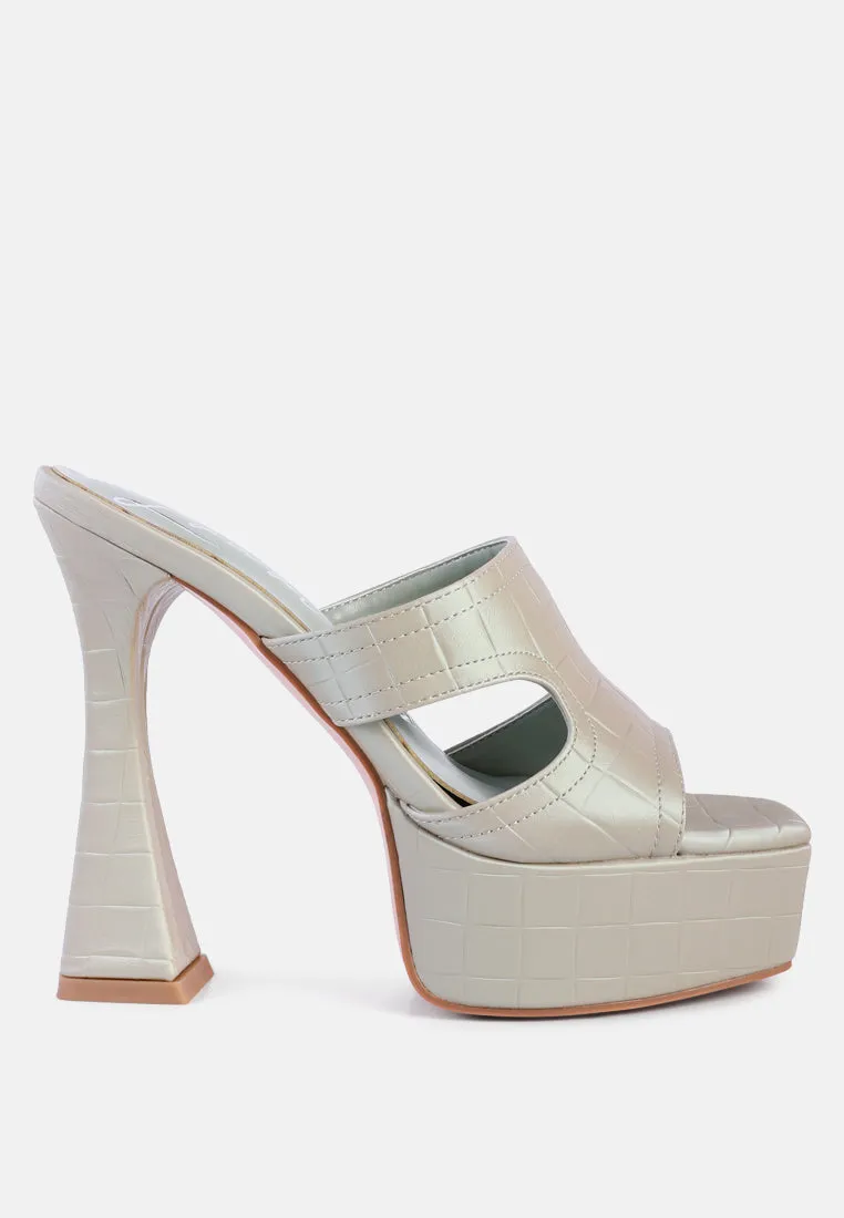 Pda Croc High Heel Platform Sandals by London Rag