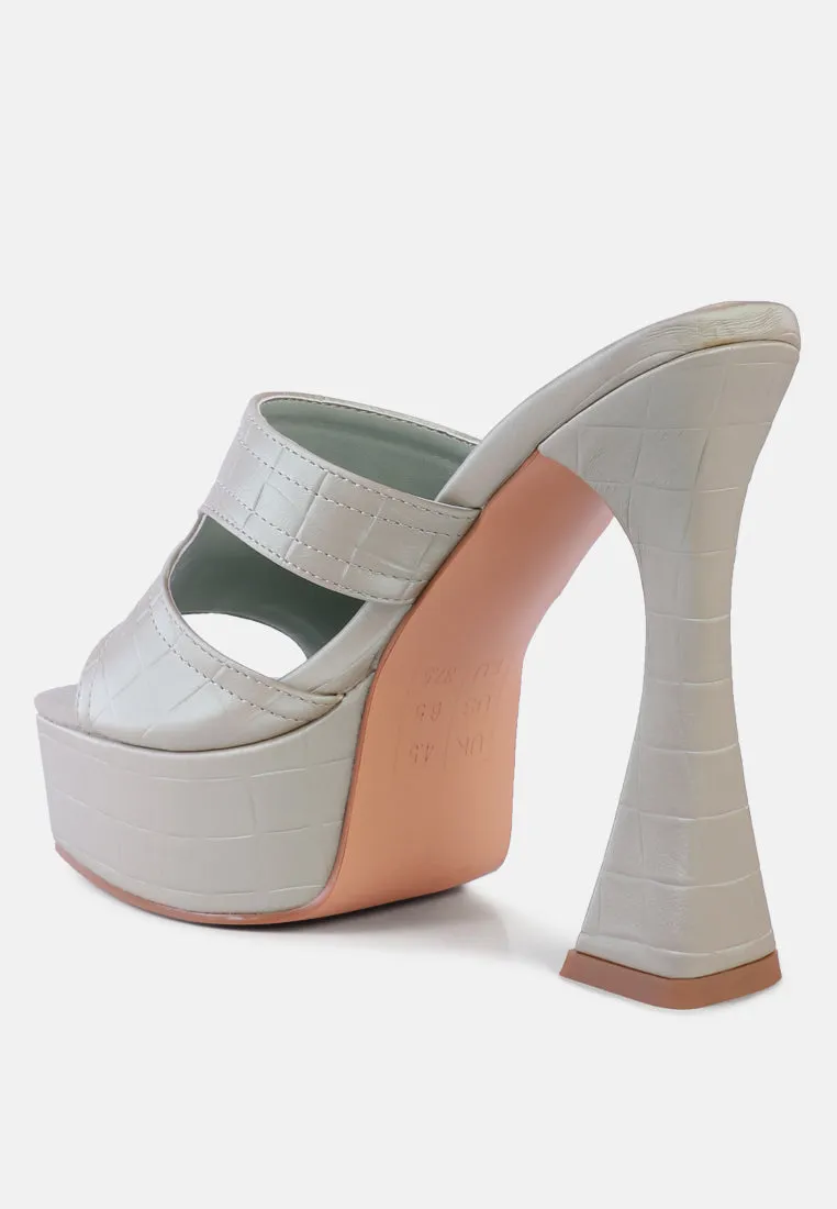 Pda Croc High Heel Platform Sandals by London Rag