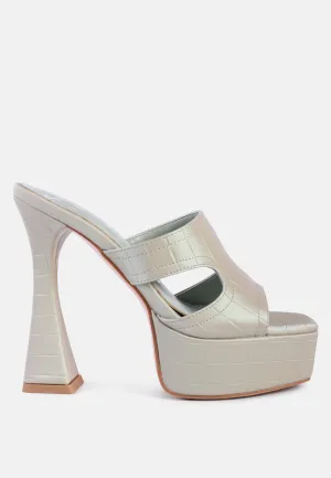 Pda Croc High Heel Platform Sandals by London Rag