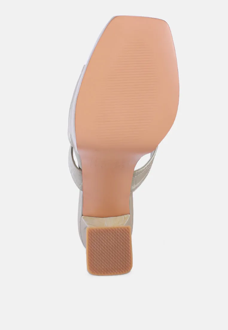 Pda Croc High Heel Platform Sandals by London Rag